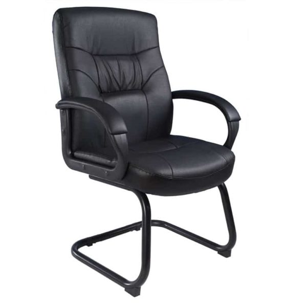 Boss Executive Mid Back LeatherPlus Guest Chair W/ Cantilever Sled Base